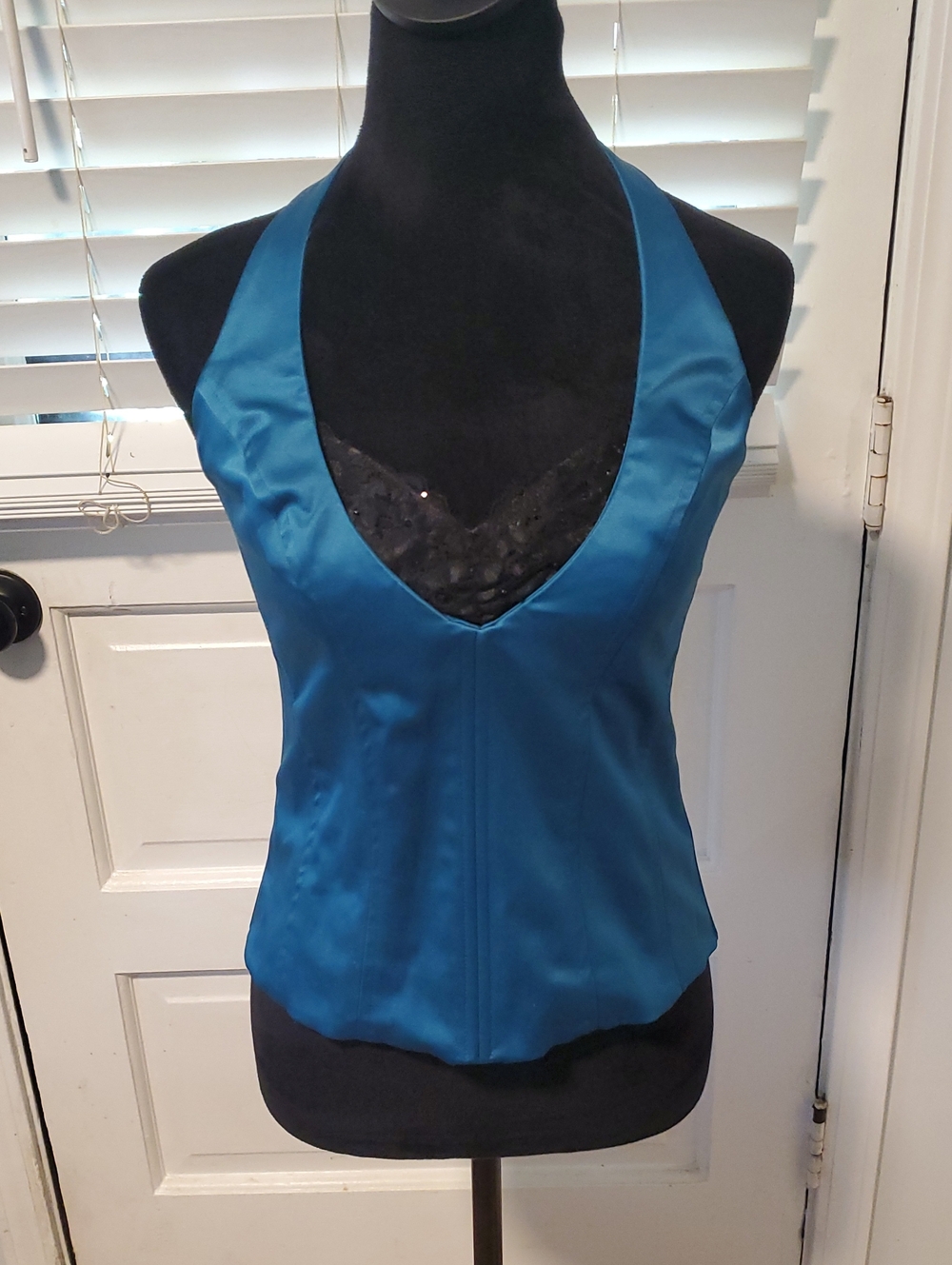 bebe Teal Satin Halter Camisole NWT